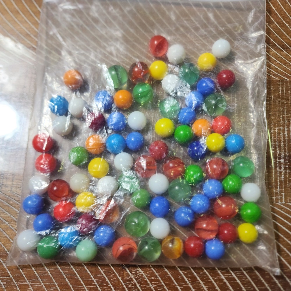 Vintage Glass Marbles Bulk Lot Multi Color Cat Eye Opaque Retro Game Pieces